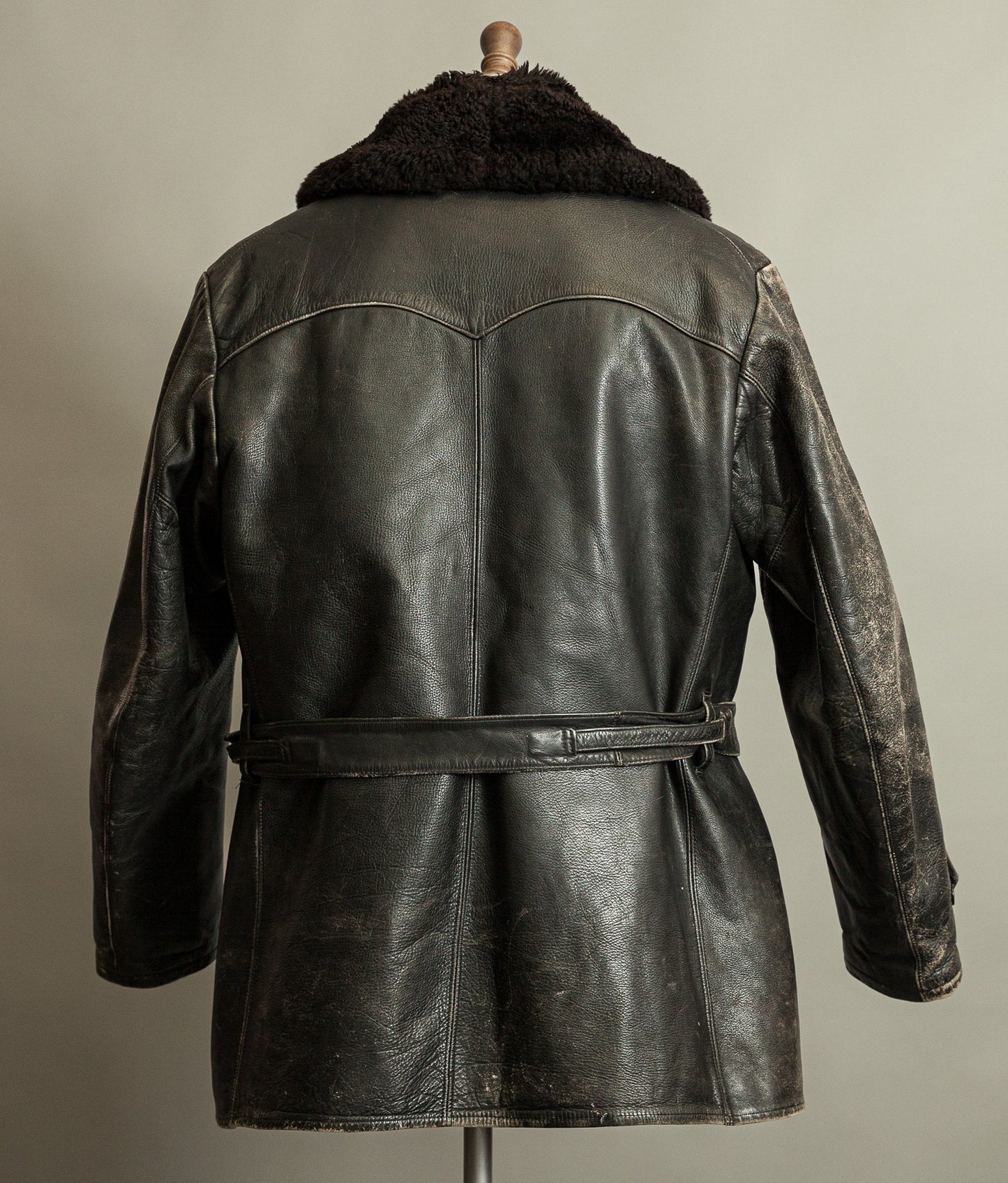 Vintage 1950s American Police Winter Patrol Leather Coat