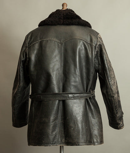 Vintage 1950s American Police Winter Patrol Leather Coat