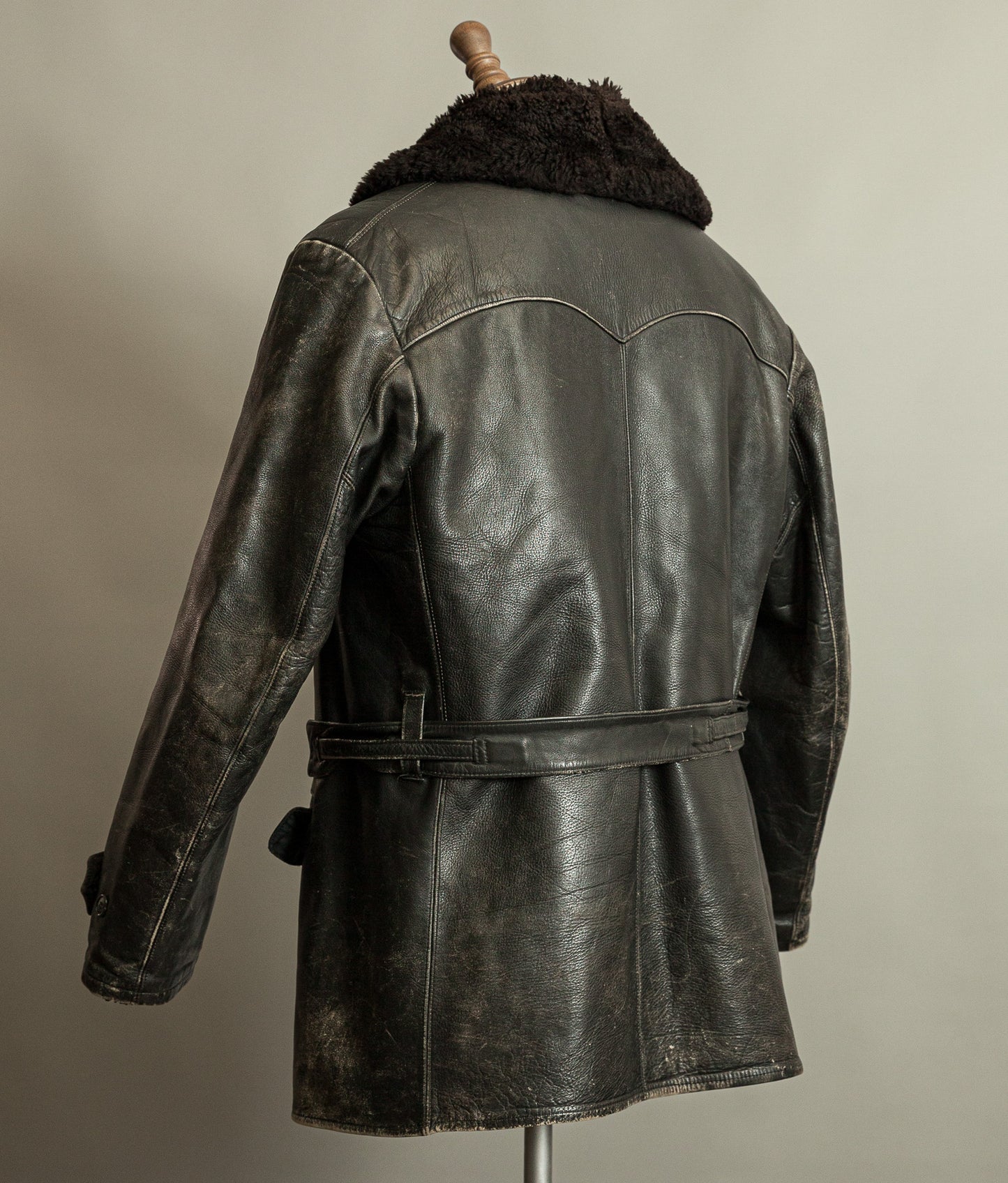 Vintage 1950s American Police Winter Patrol Leather Coat