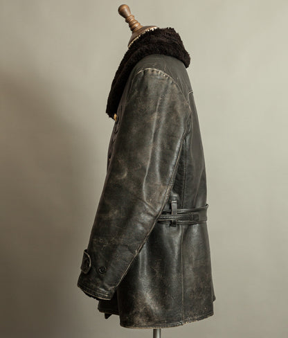 Vintage 1950s American Police Winter Patrol Leather Coat