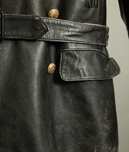 Vintage 1950s American Police Winter Patrol Leather Coat