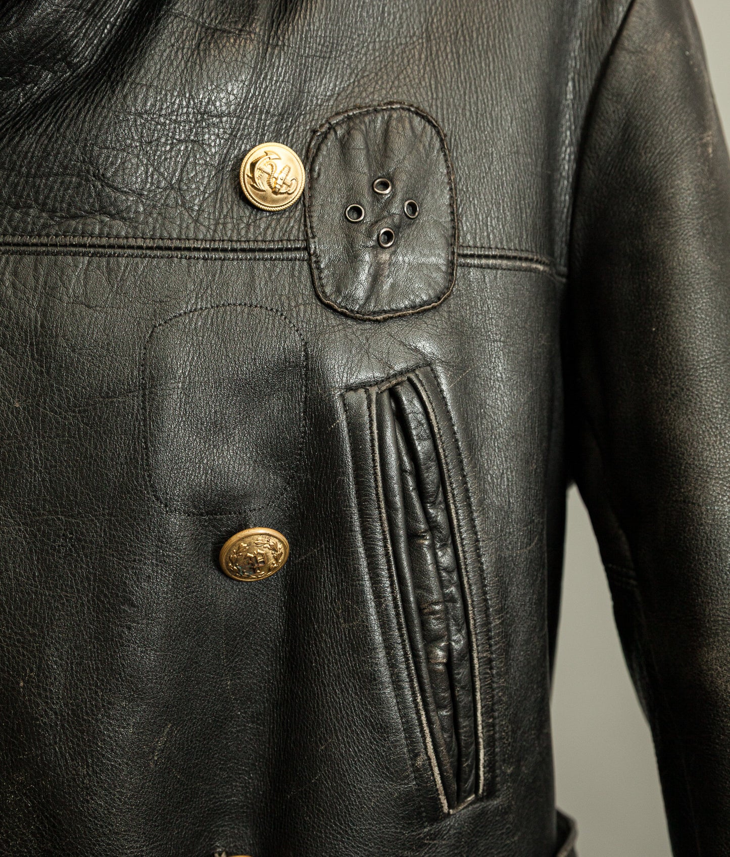 Vintage 1950s American Police Winter Patrol Leather Coat