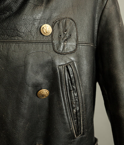 Vintage 1950s American Police Winter Patrol Leather Coat