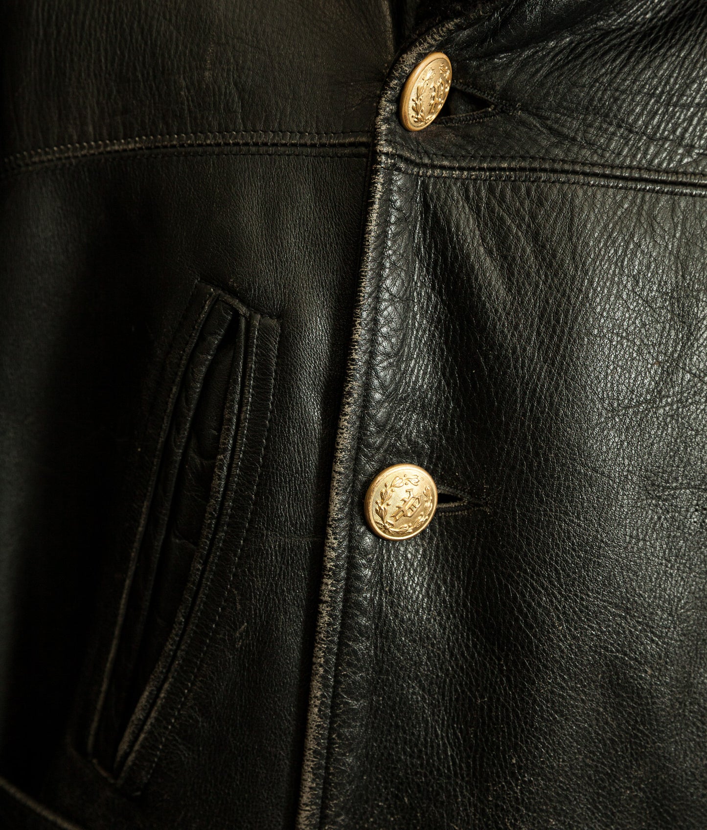 Vintage 1950s American Police Winter Patrol Leather Coat