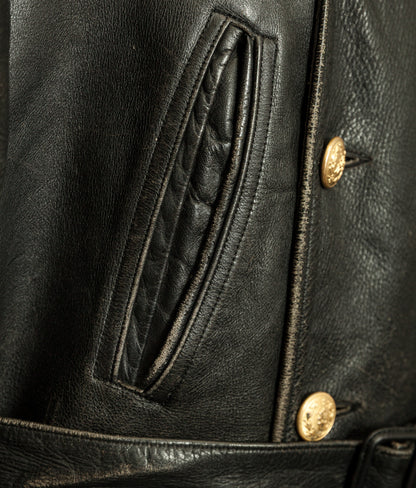 Vintage 1950s American Police Winter Patrol Leather Coat