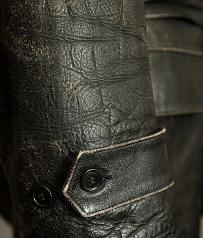 Vintage 1950s American Police Winter Patrol Leather Coat