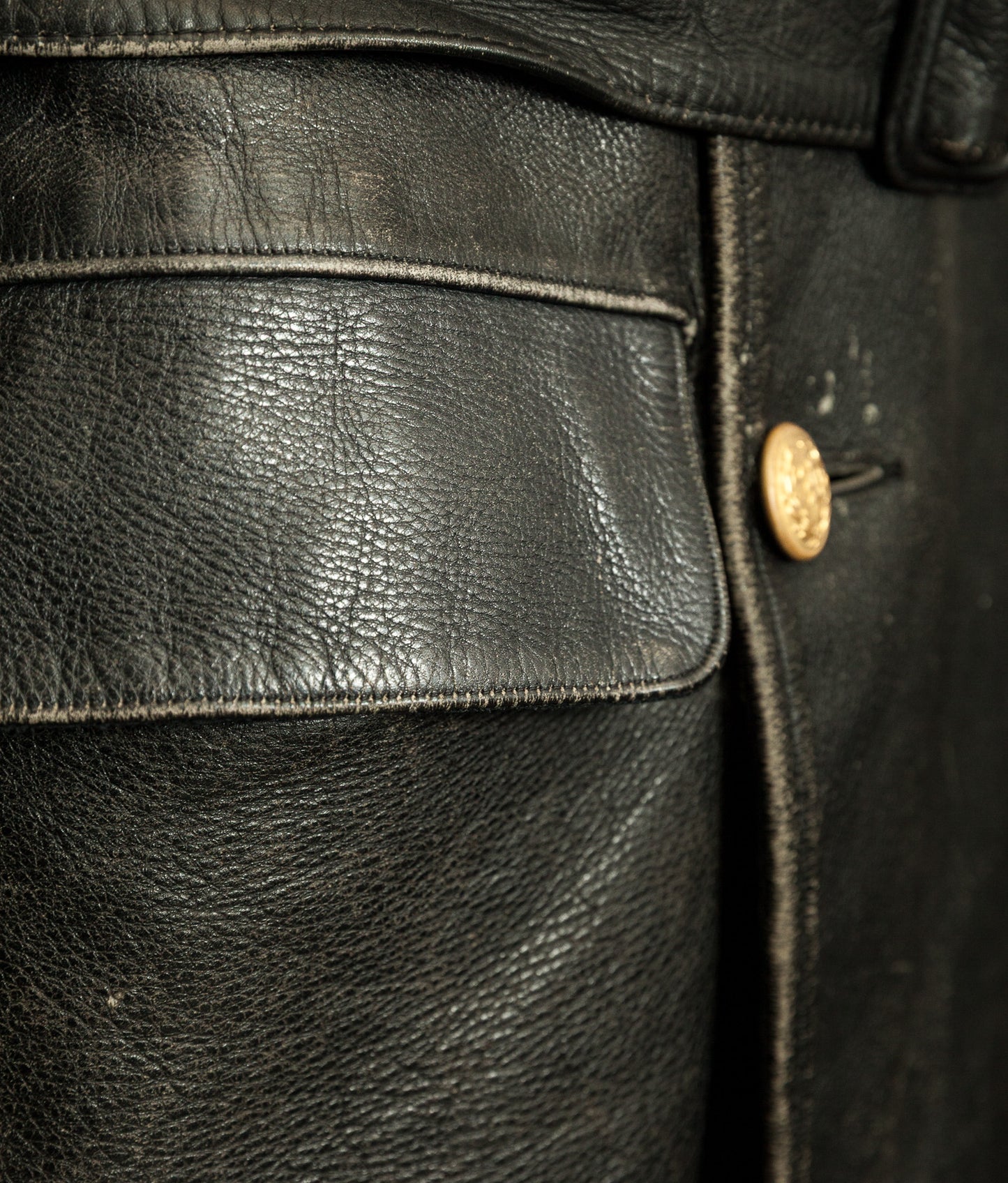 Vintage 1950s American Police Winter Patrol Leather Coat