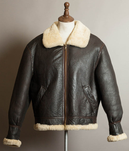 Vintage 1980s Type B-3 Sheepskin Leather Flight Jacket USAAF