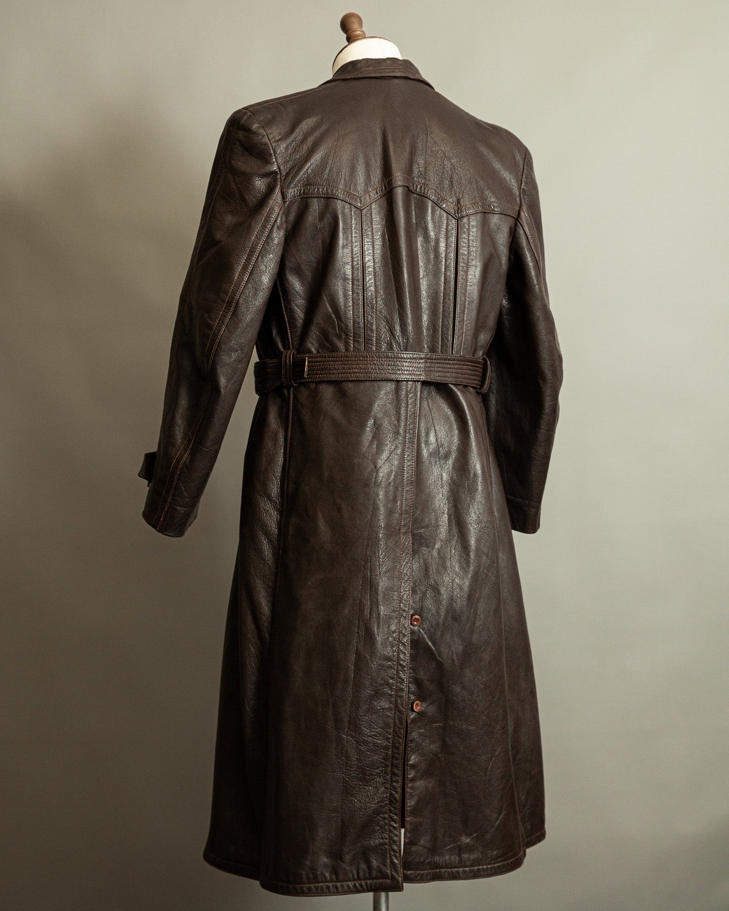 Vintage WW2 1940s German Officer Goatskin Leather Trench Coat