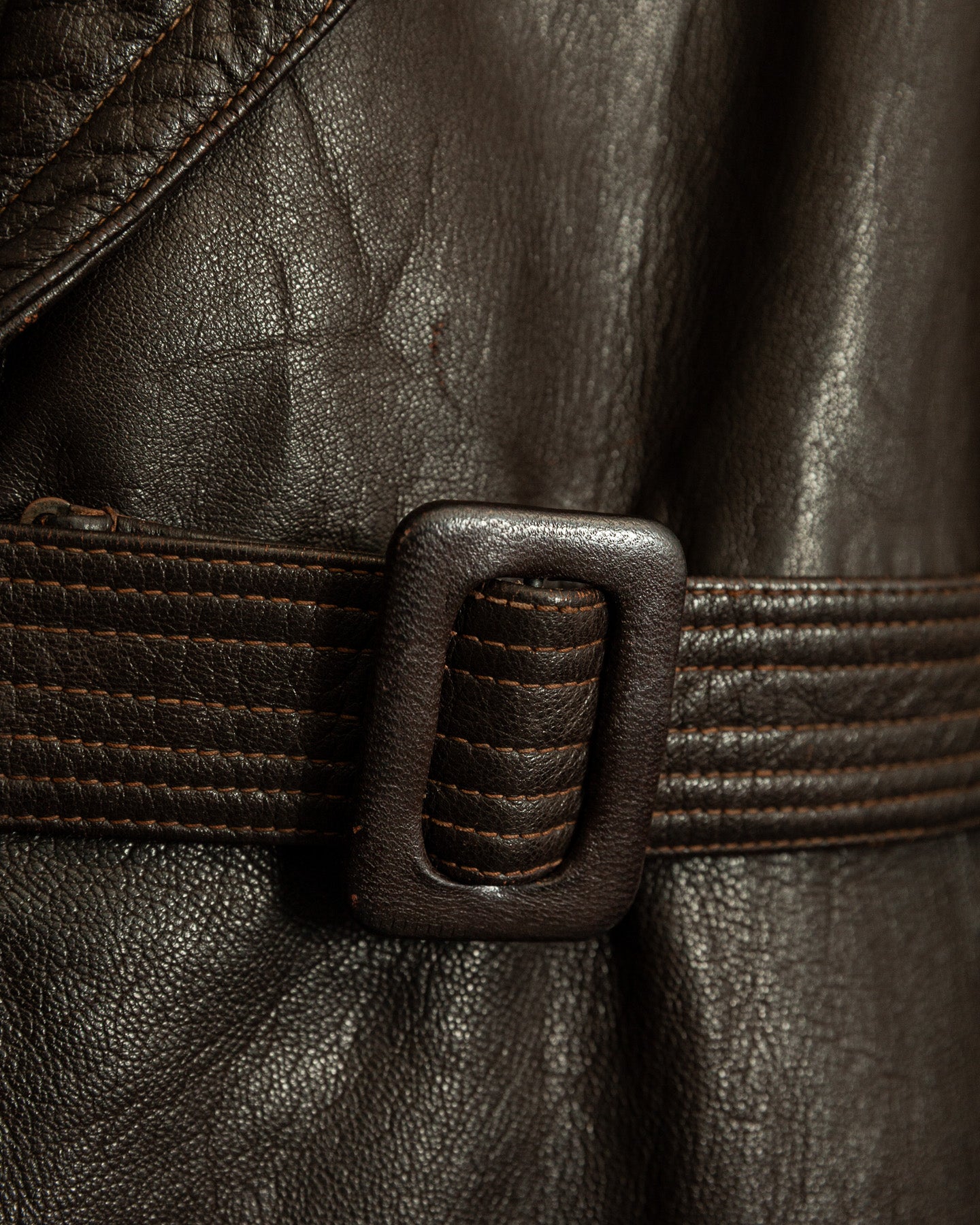 Vintage WW2 1940s German Officer Goatskin Leather Trench Coat