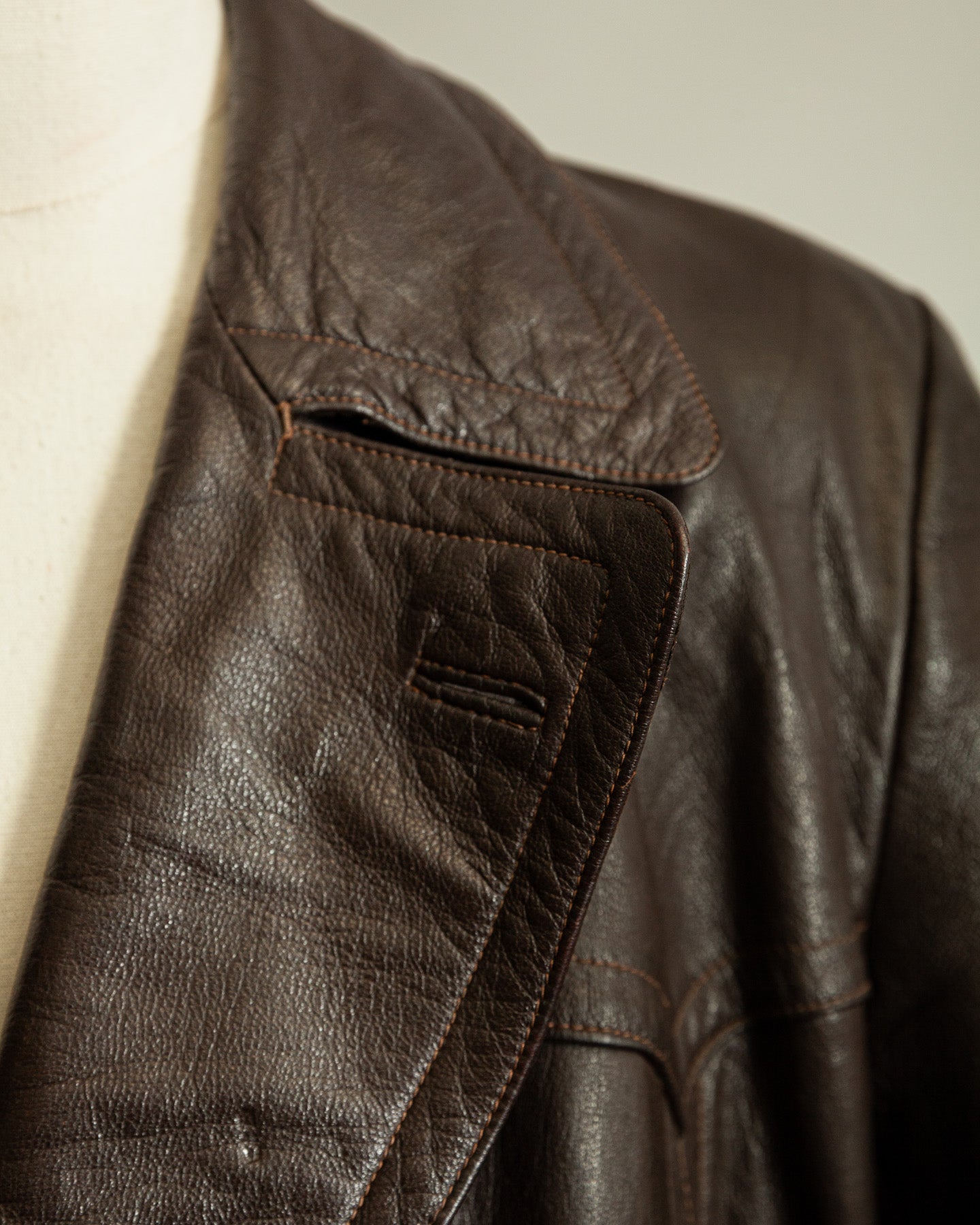 Vintage WW2 1940s German Officer Goatskin Leather Trench Coat