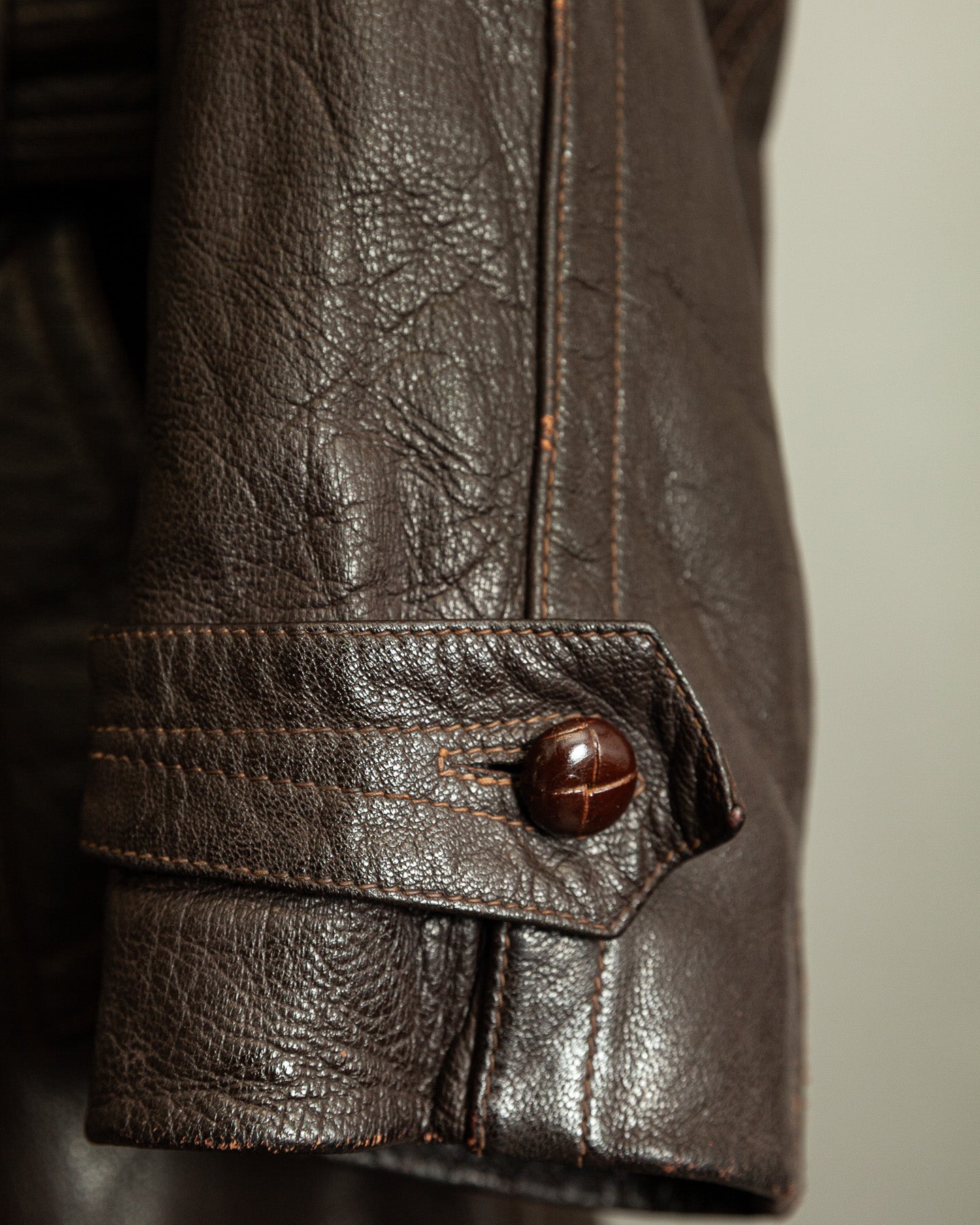 Vintage WW2 1940s German Officer Goatskin Leather Trench Coat