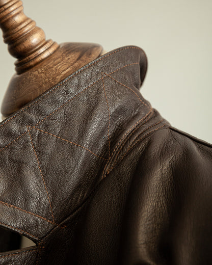 Vintage WW2 1940s German Officer Goatskin Leather Trench Coat