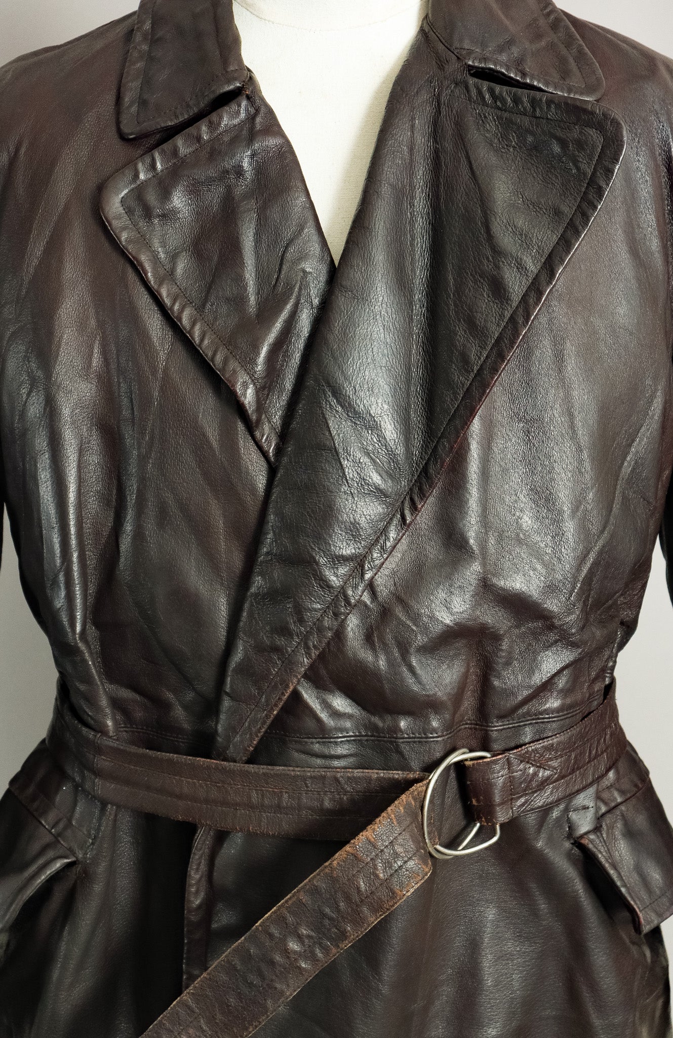 WWII German Wehrmacht Officer's Goatskin Leather Trenchcoat (XL-46)