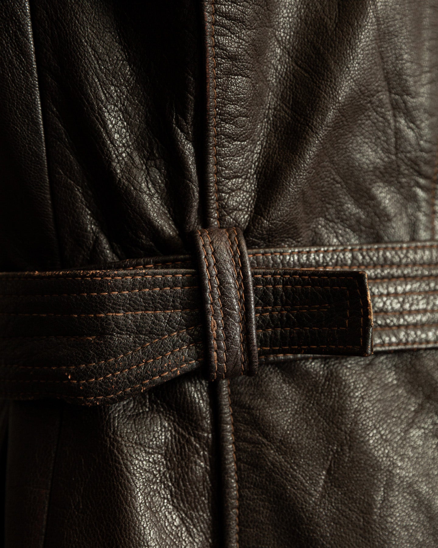 Vintage WW2 1940s German Officer Goatskin Leather Trench Coat