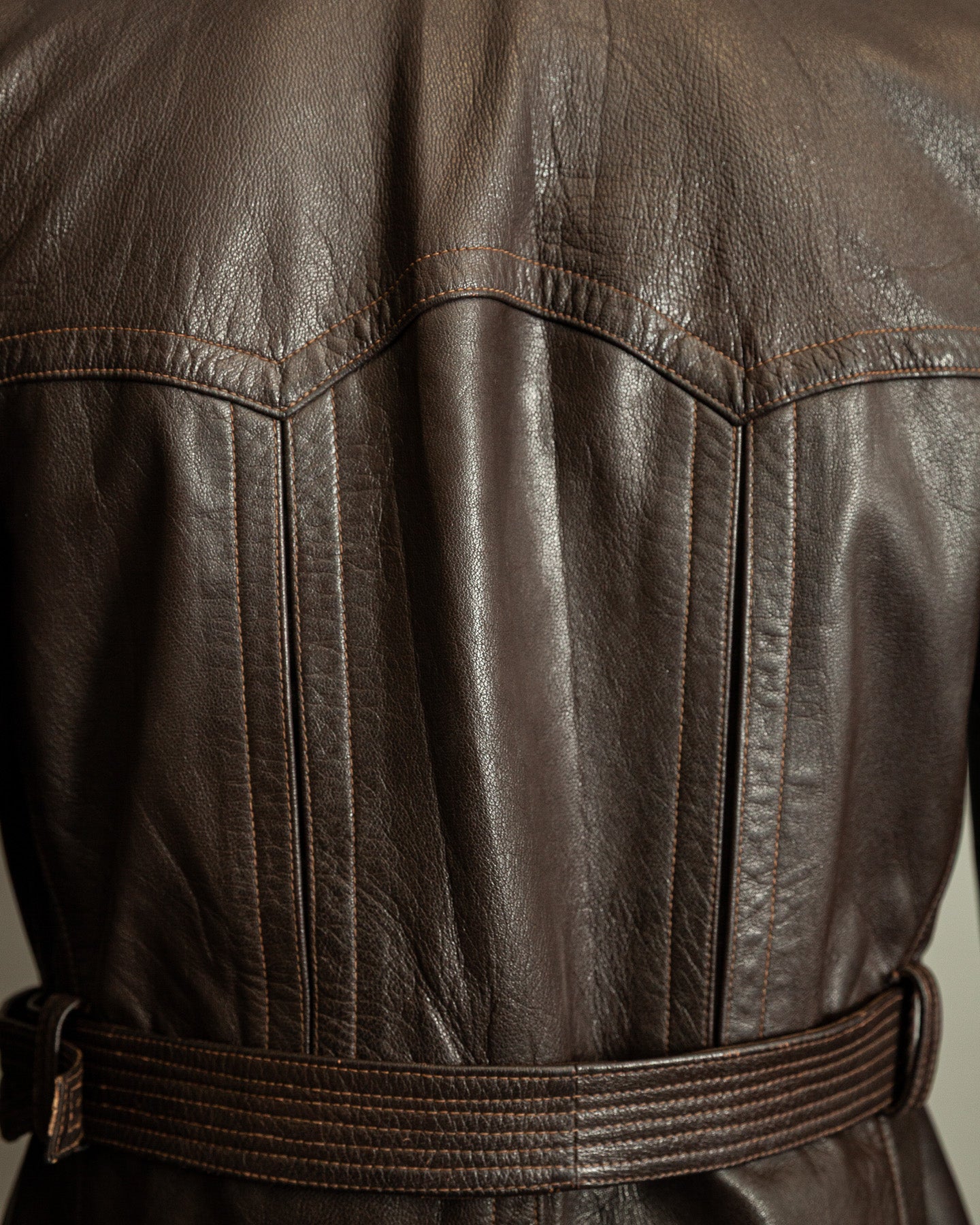 Vintage WW2 1940s German Officer Goatskin Leather Trench Coat