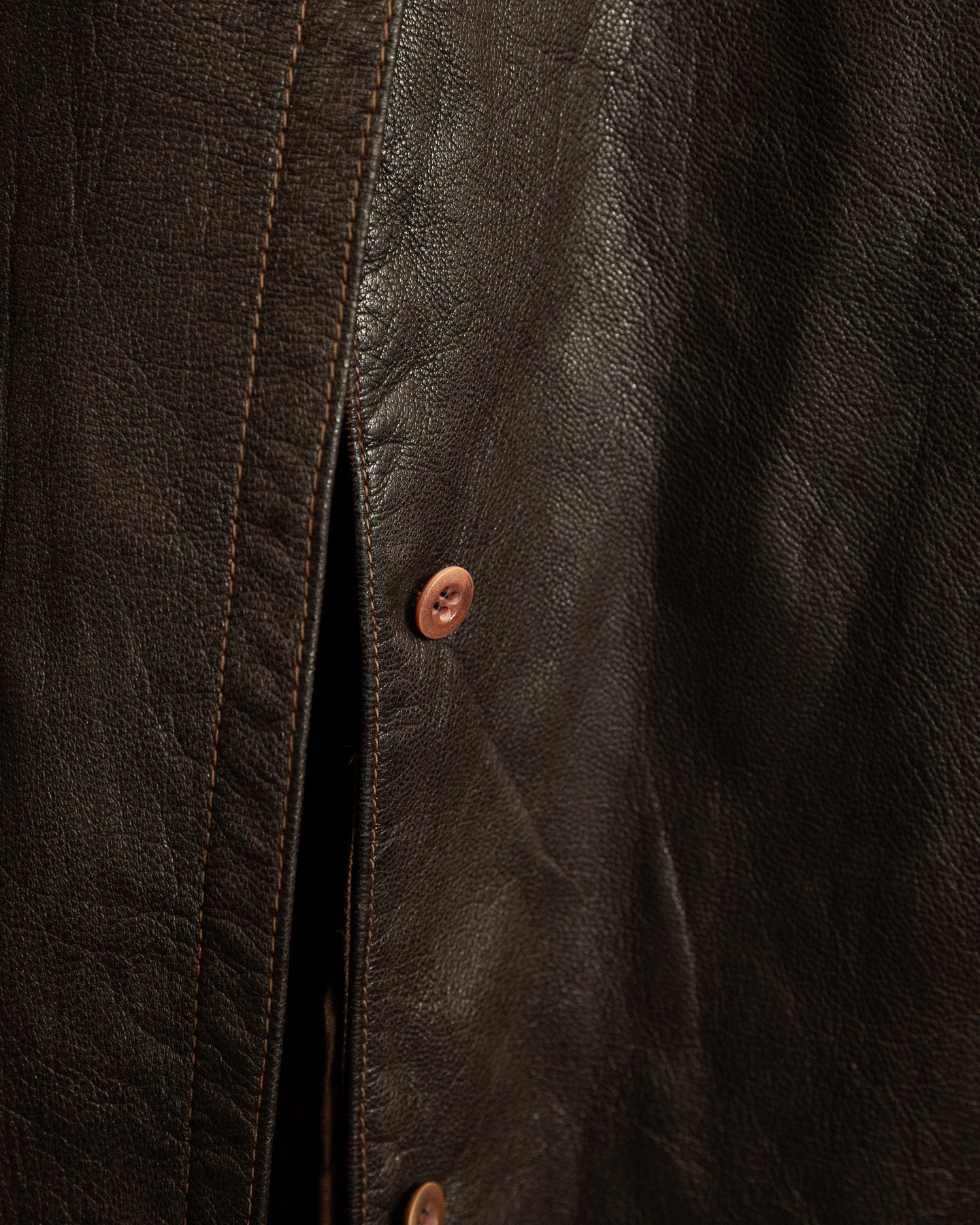 Vintage WW2 1940s German Officer Goatskin Leather Trench Coat