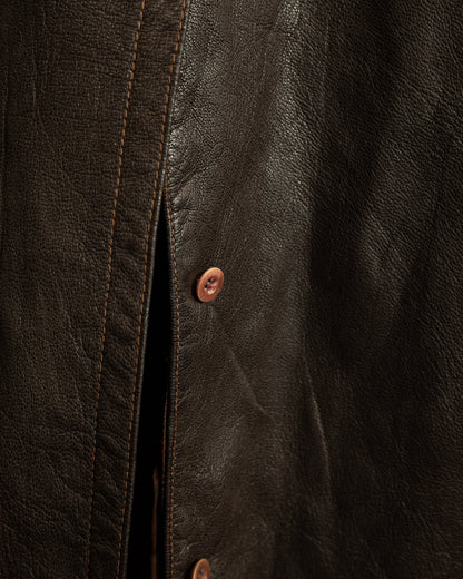 Vintage WW2 1940s German Officer Goatskin Leather Trench Coat