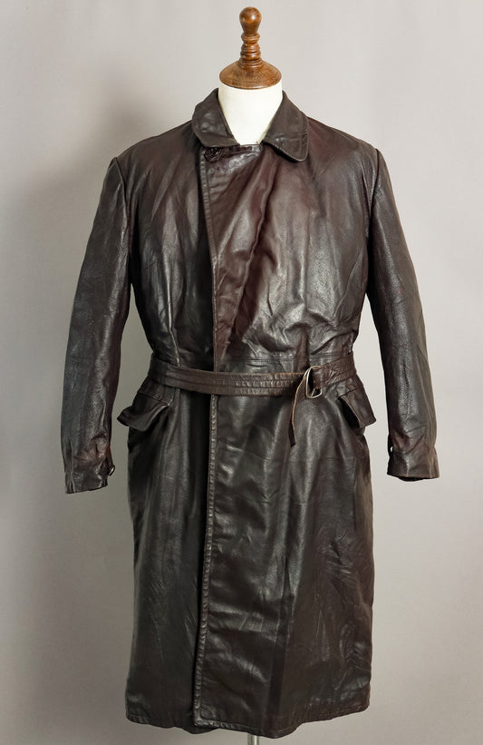 WWII German Wehrmacht Officer's Goatskin Leather Trenchcoat (XL-46)