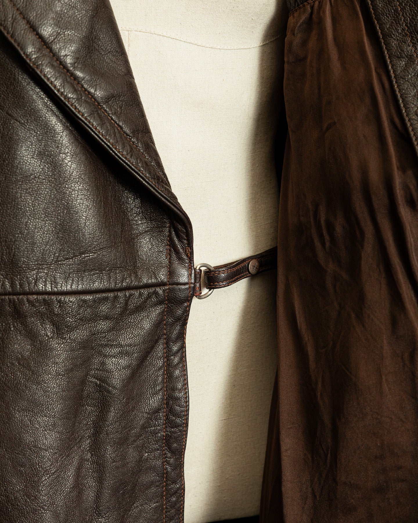 Vintage WW2 1940s German Officer Goatskin Leather Trench Coat