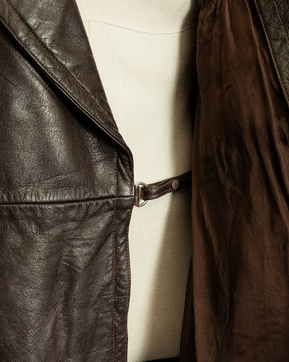 Vintage WW2 1940s German Officer Goatskin Leather Trench Coat