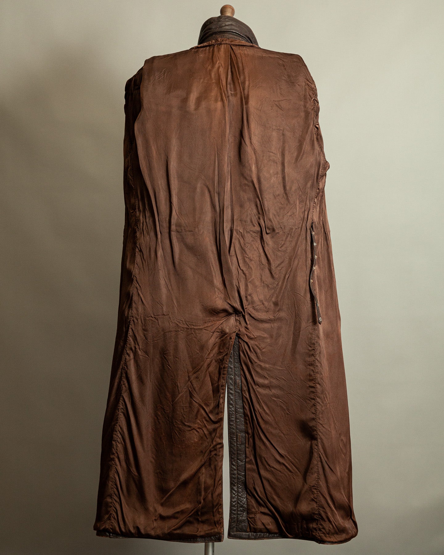 Vintage WW2 1940s German Officer Goatskin Leather Trench Coat