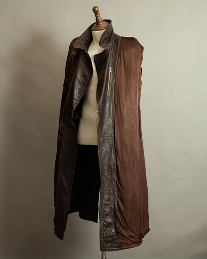 Vintage WW2 1940s German Officer Goatskin Leather Trench Coat