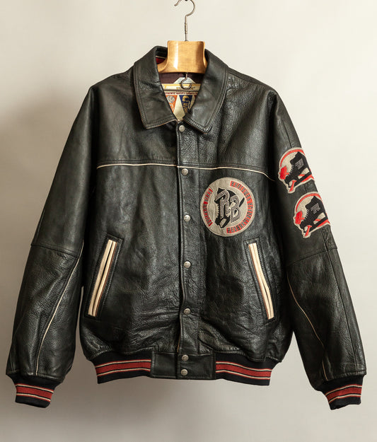 Vintage 1990s Avirex Red Blades Russian Ice Hockey Leather Jacket