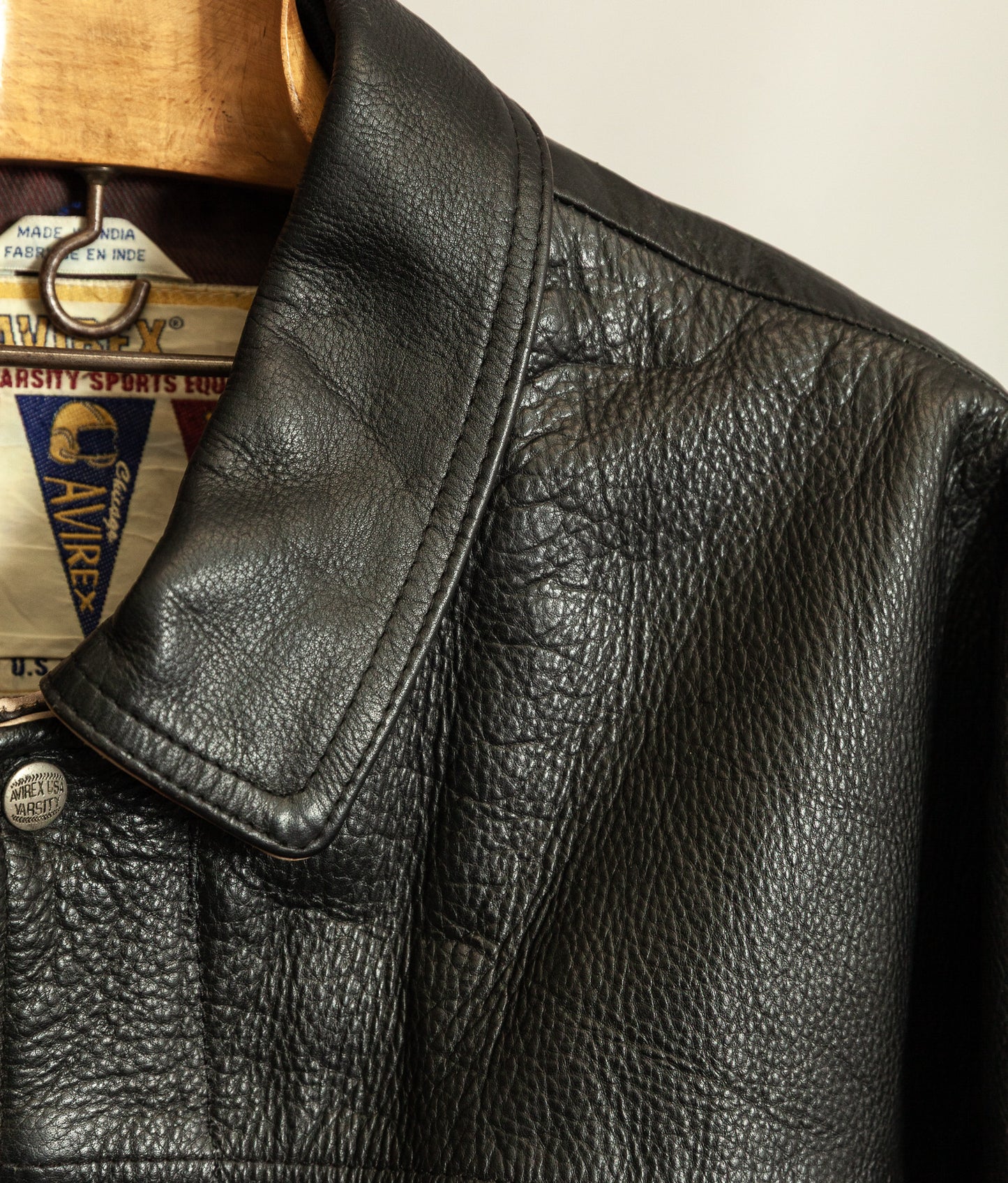 Vintage 1990s Avirex Red Blades Russian Ice Hockey Leather Jacket