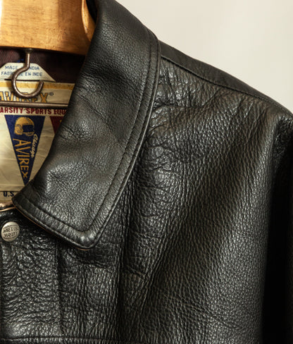 Vintage 1990s Avirex Red Blades Russian Ice Hockey Leather Jacket