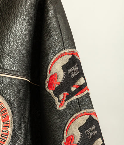 Vintage 1990s Avirex Red Blades Russian Ice Hockey Leather Jacket