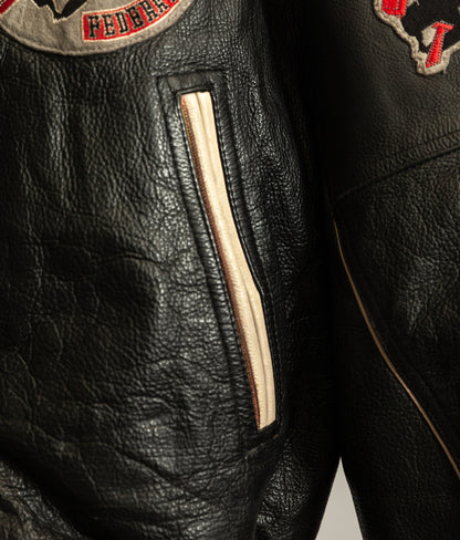 Vintage 1990s Avirex Red Blades Russian Ice Hockey Leather Jacket