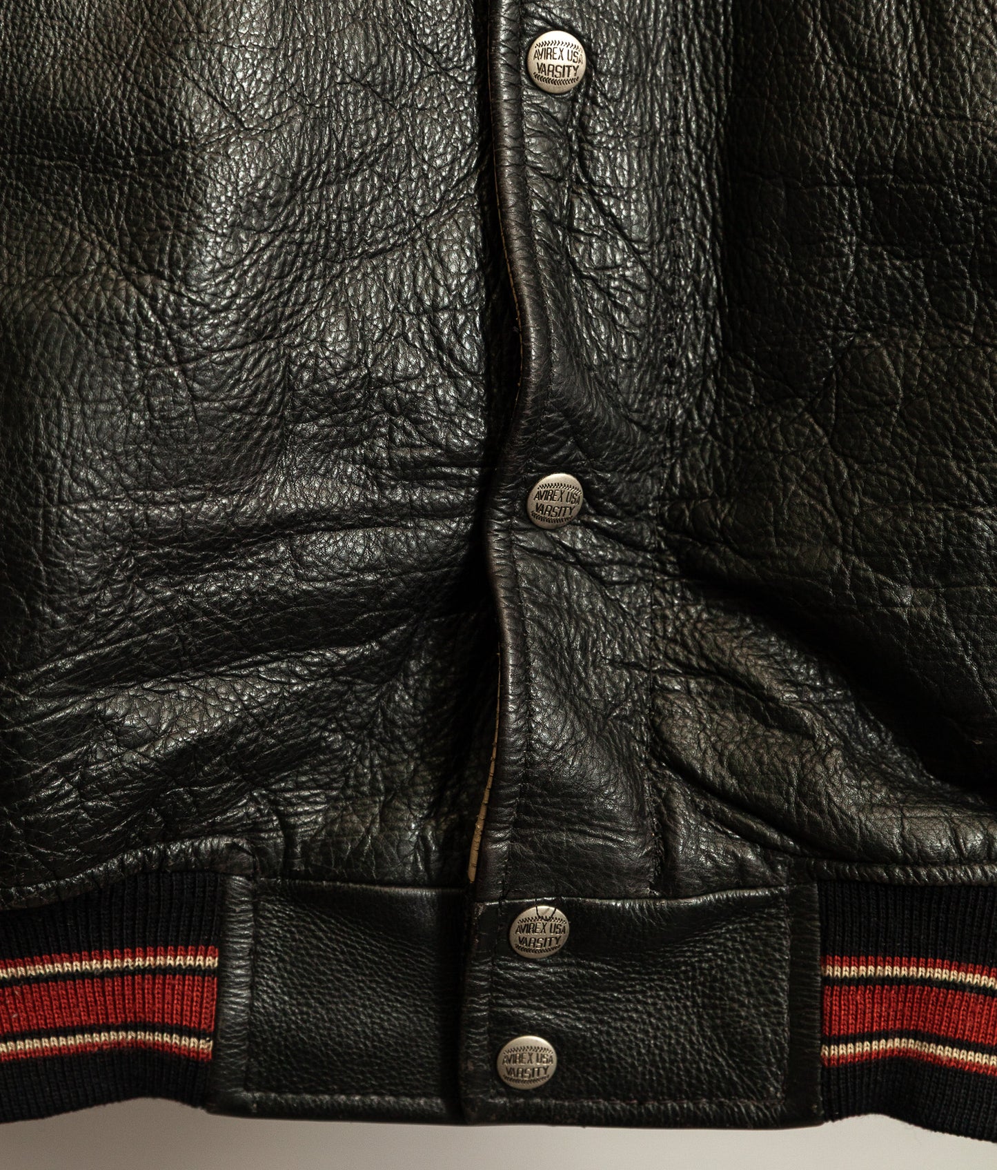 Vintage 1990s Avirex Red Blades Russian Ice Hockey Leather Jacket