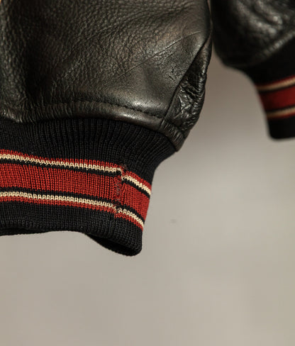 Vintage 1990s Avirex Red Blades Russian Ice Hockey Leather Jacket