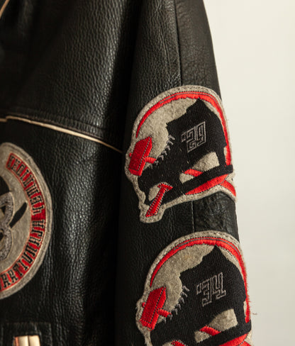 Vintage 1990s Avirex Red Blades Russian Ice Hockey Leather Jacket