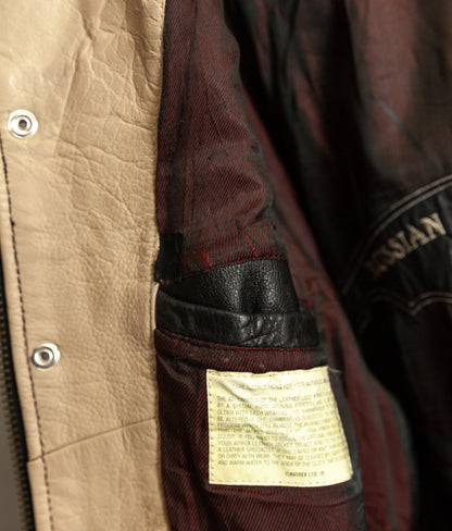 Vintage 1990s Avirex Red Blades Russian Ice Hockey Leather Jacket