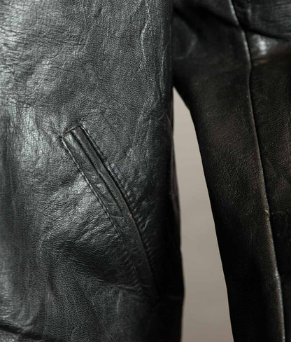 Vintage 1973 Italian Police Goatskin Leather Motorcycle Jacket Riri Zip