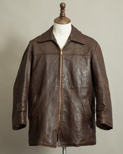 1950s French Workwear Leather Utility Jacket