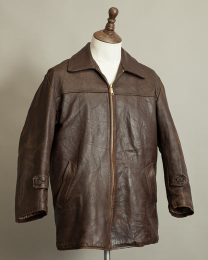 1950s French Workwear Leather Utility Jacket