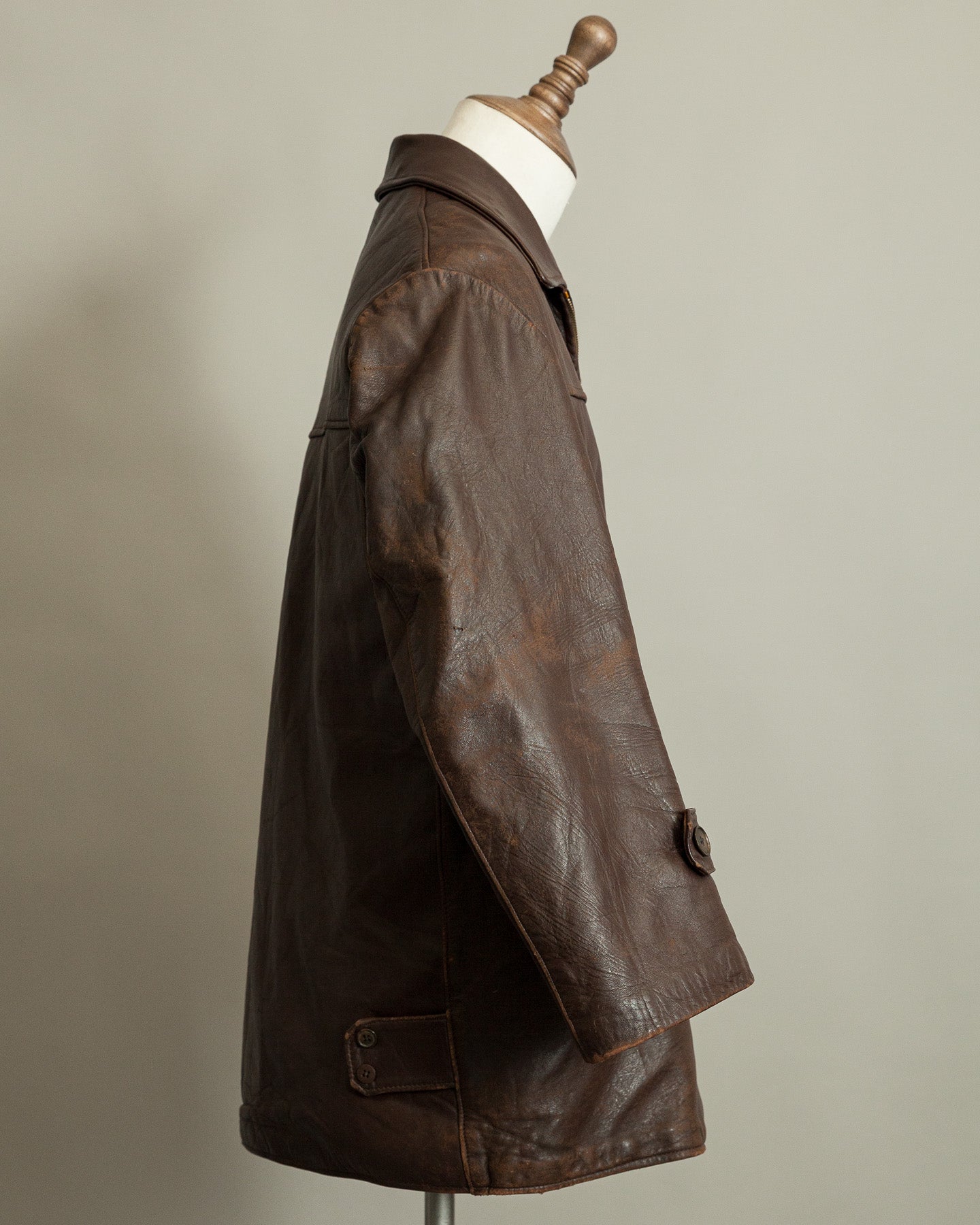 1950s French Workwear Leather Utility Jacket