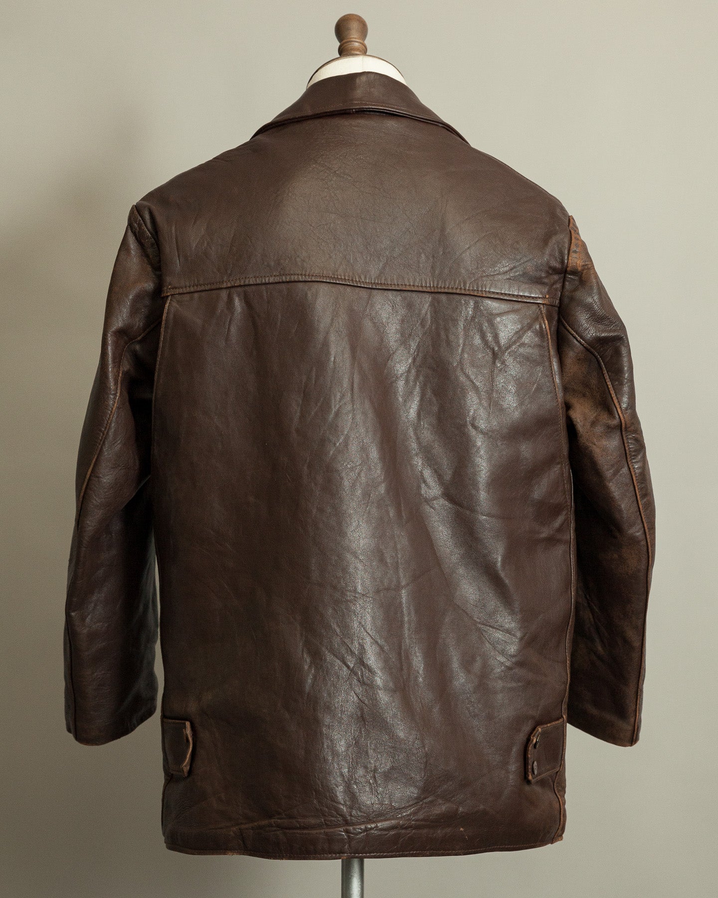 1950s French Workwear Leather Utility Jacket