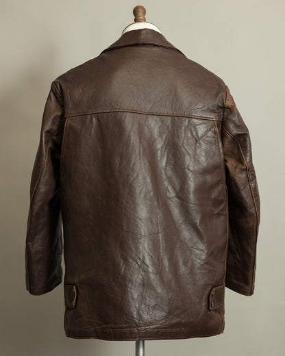 1950s French Workwear Leather Utility Jacket