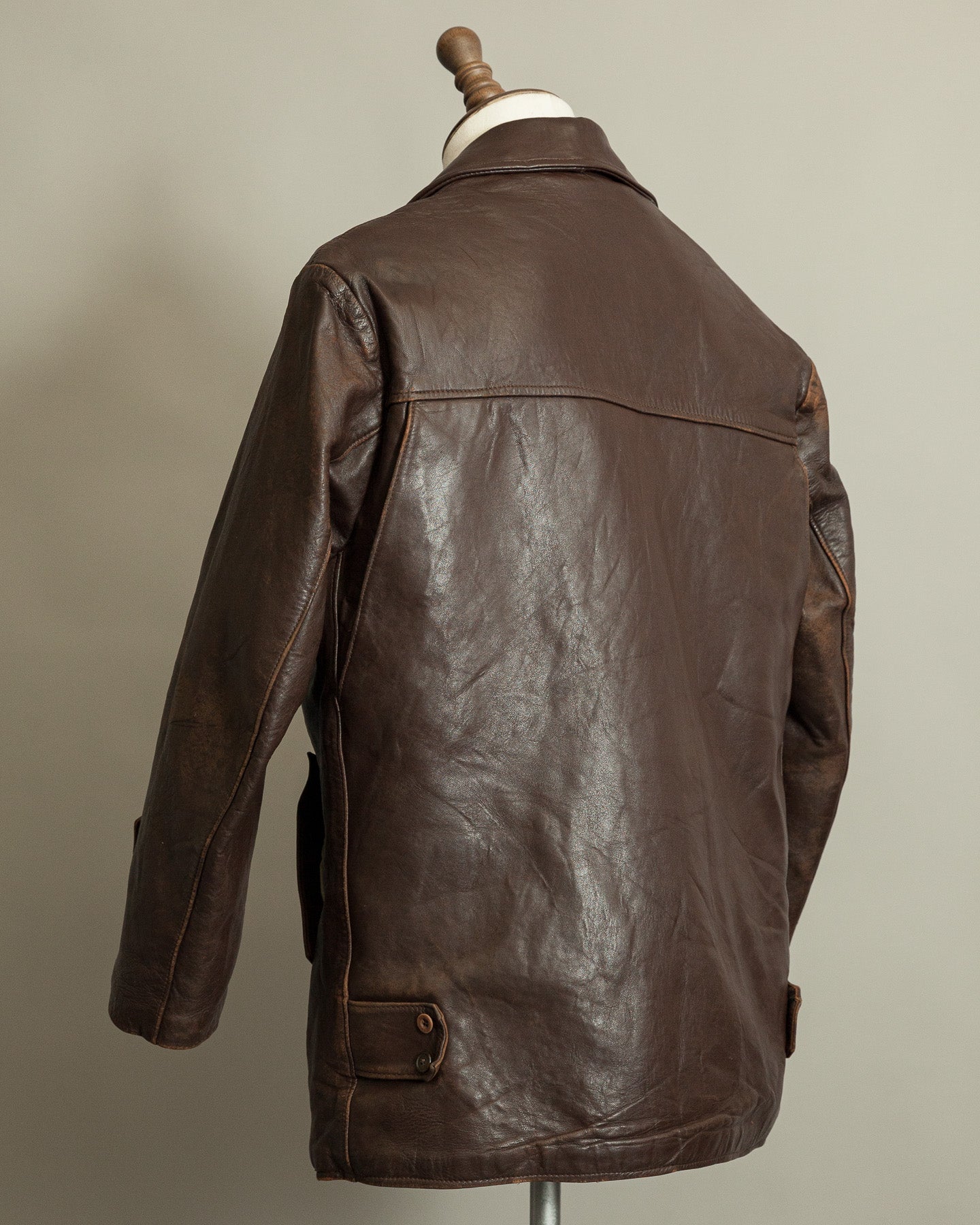 1950s French Workwear Leather Utility Jacket