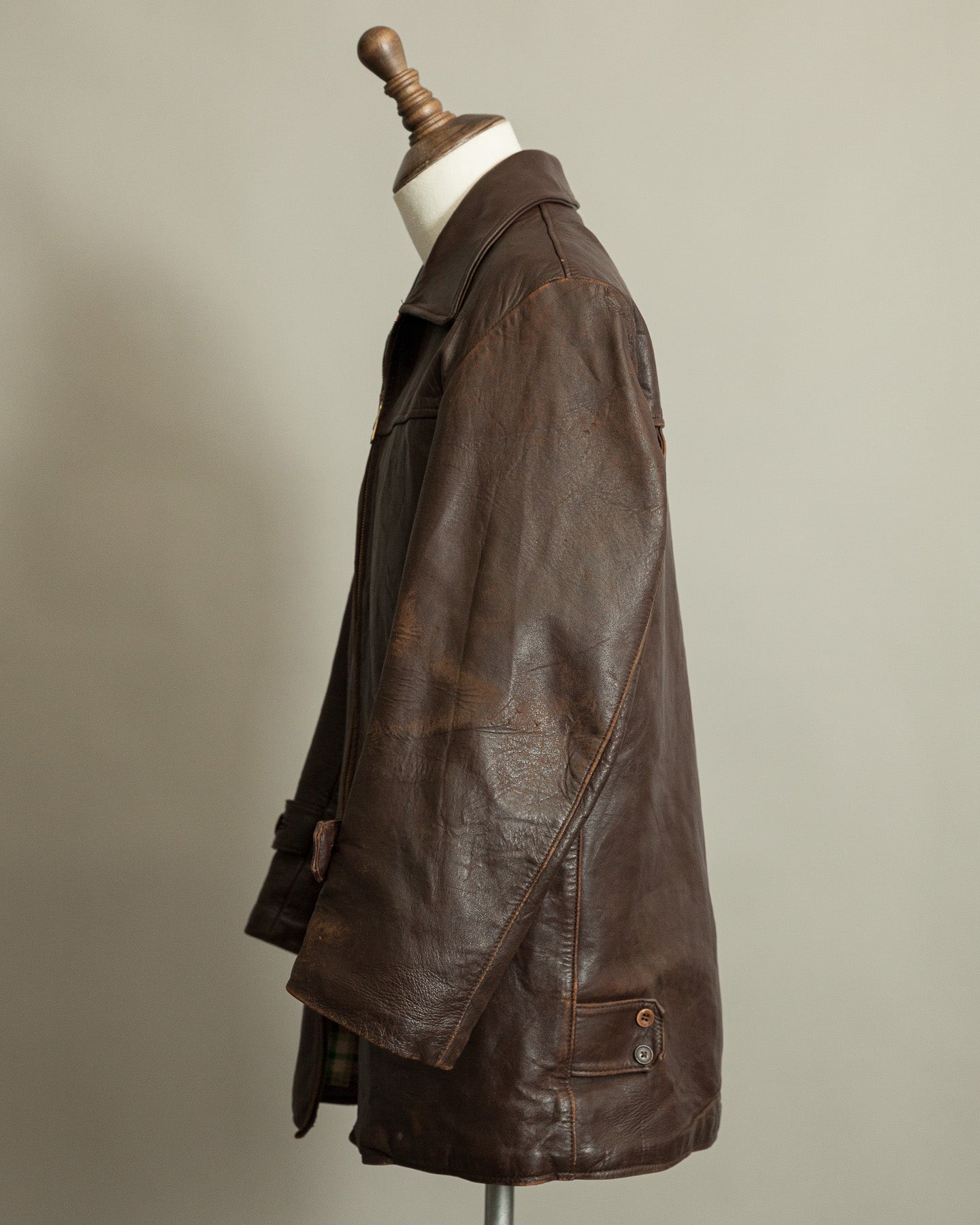 1950s French Workwear Leather Utility Jacket