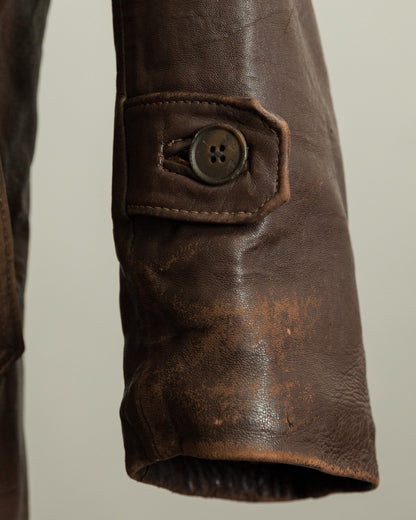 1950s French Workwear Leather Utility Jacket