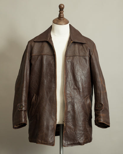 1950s French Workwear Leather Utility Jacket