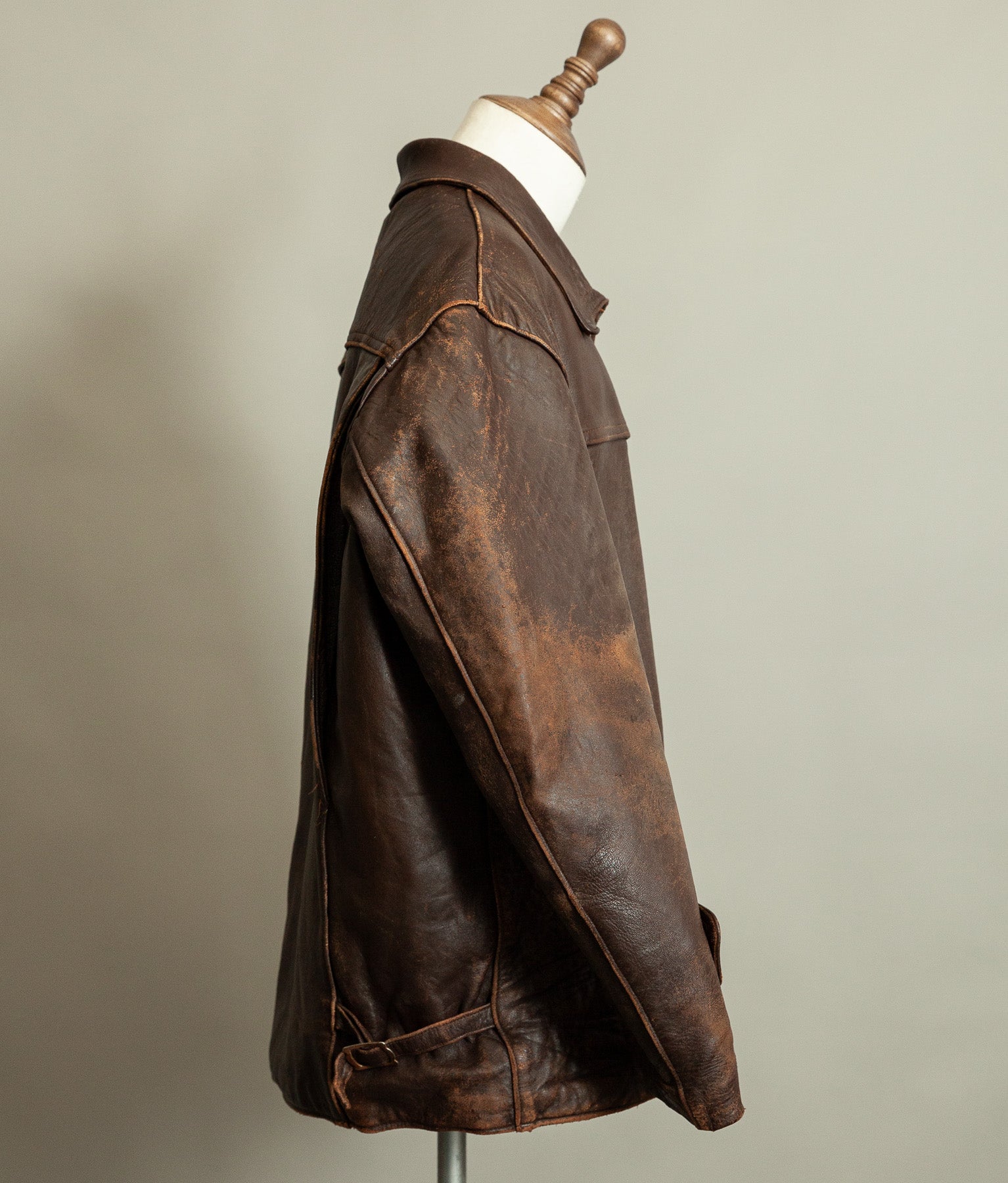 1950s French Leather Industrial Workwear Jacket