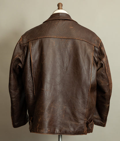 1950s French Leather Industrial Workwear Jacket