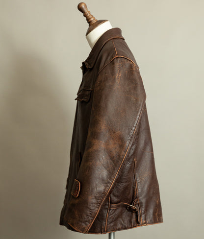 1950s French Leather Industrial Workwear Jacket