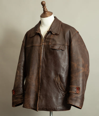1950s French Leather Industrial Workwear Jacket